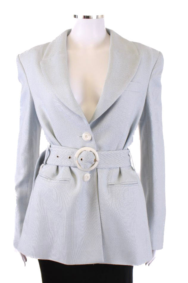 DE LA VALI Belted Blazer Jacket Blue 8