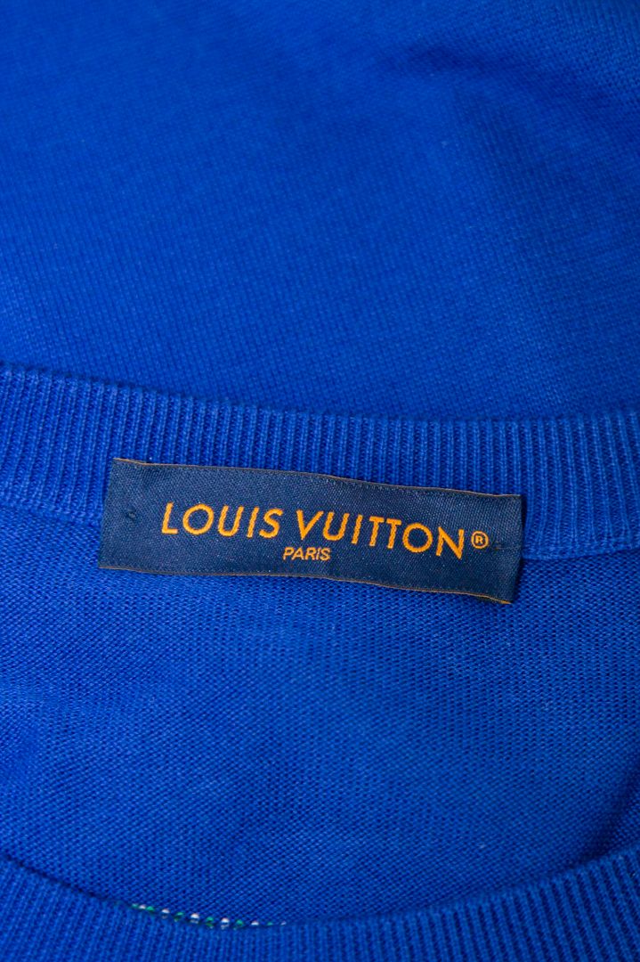 Louis Vuitton S/S Graffiti Logo Knit Top Blue/ White XL