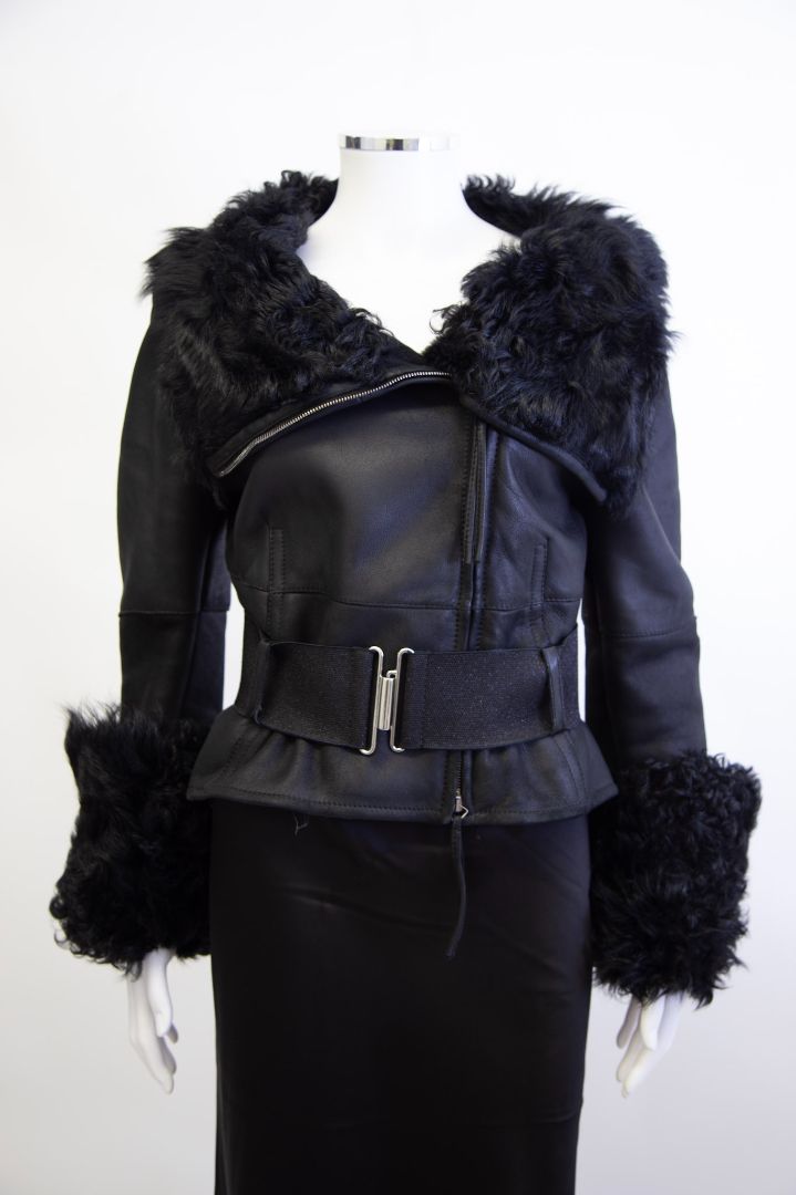 SportMax Shearling Biker Jacket Black 12