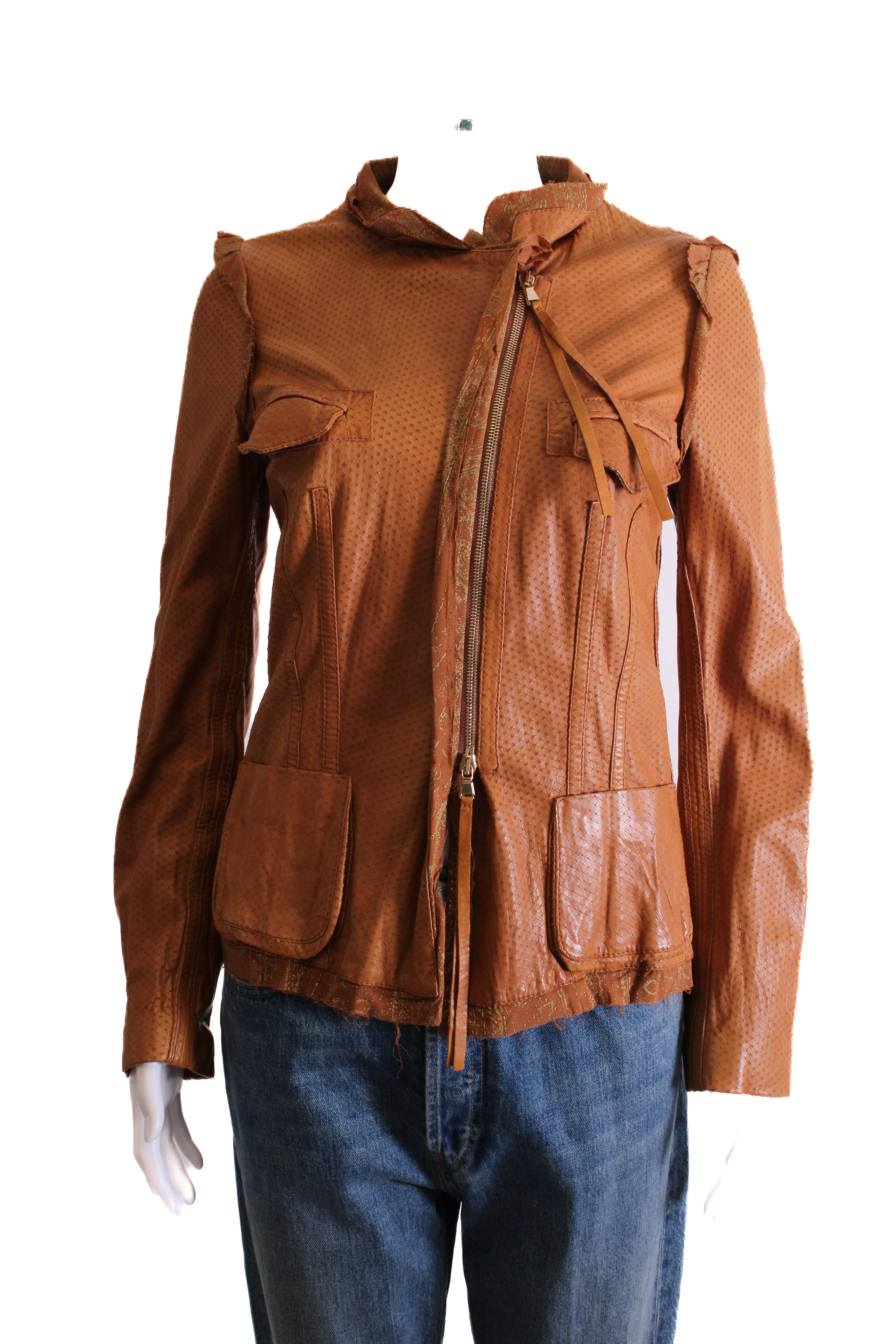 Just Cavalli Leather Jacket Tan S