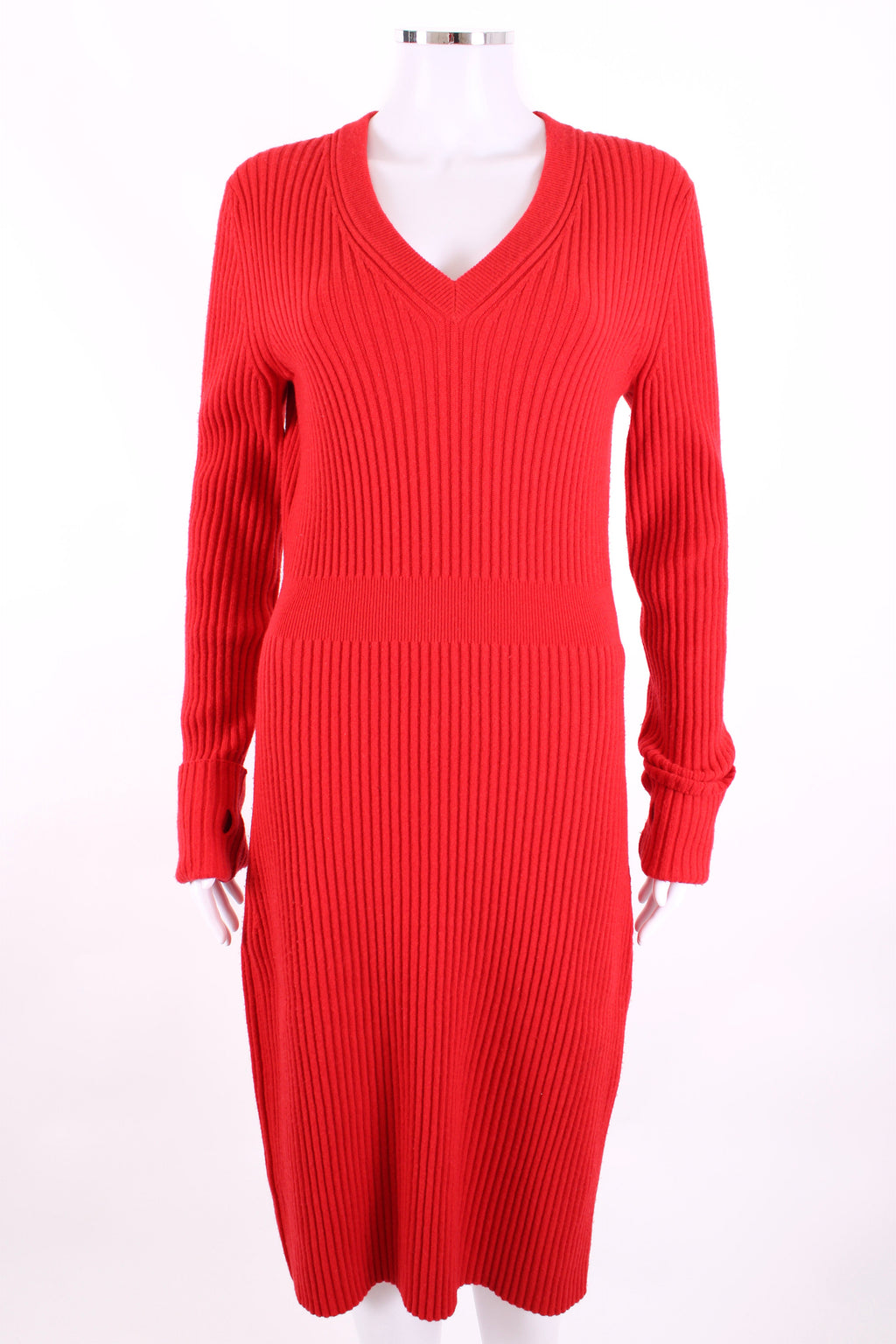 Fendi L/S Rib Knit Jumper Dress Red