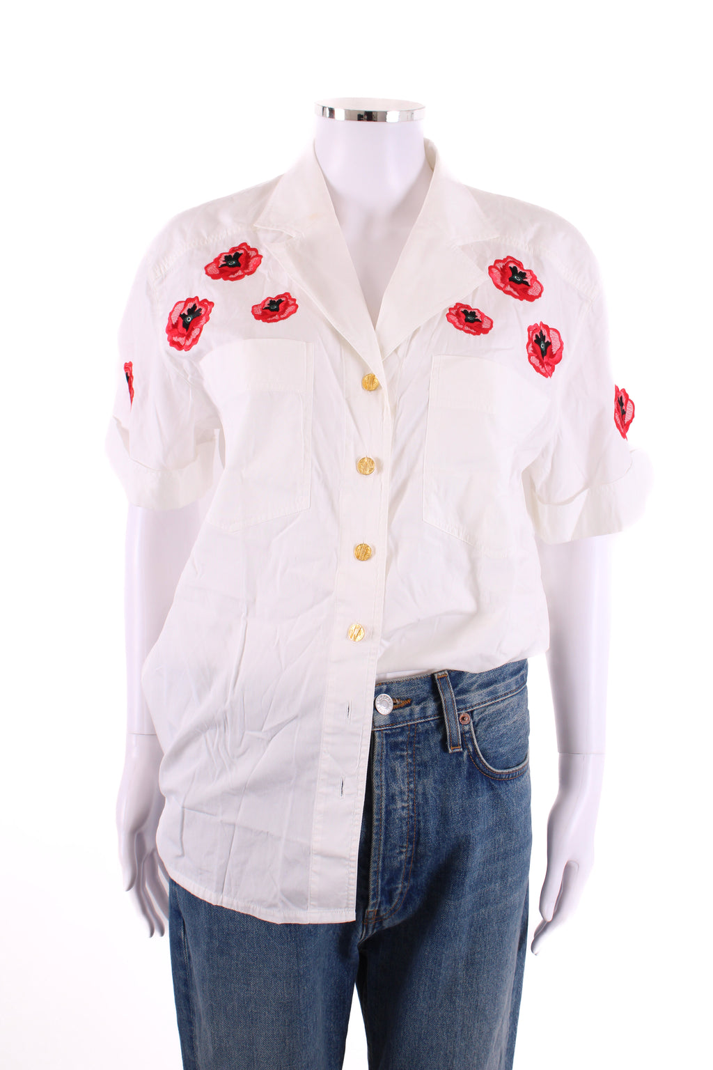 Escada Rose Embroidered Shirt White 38