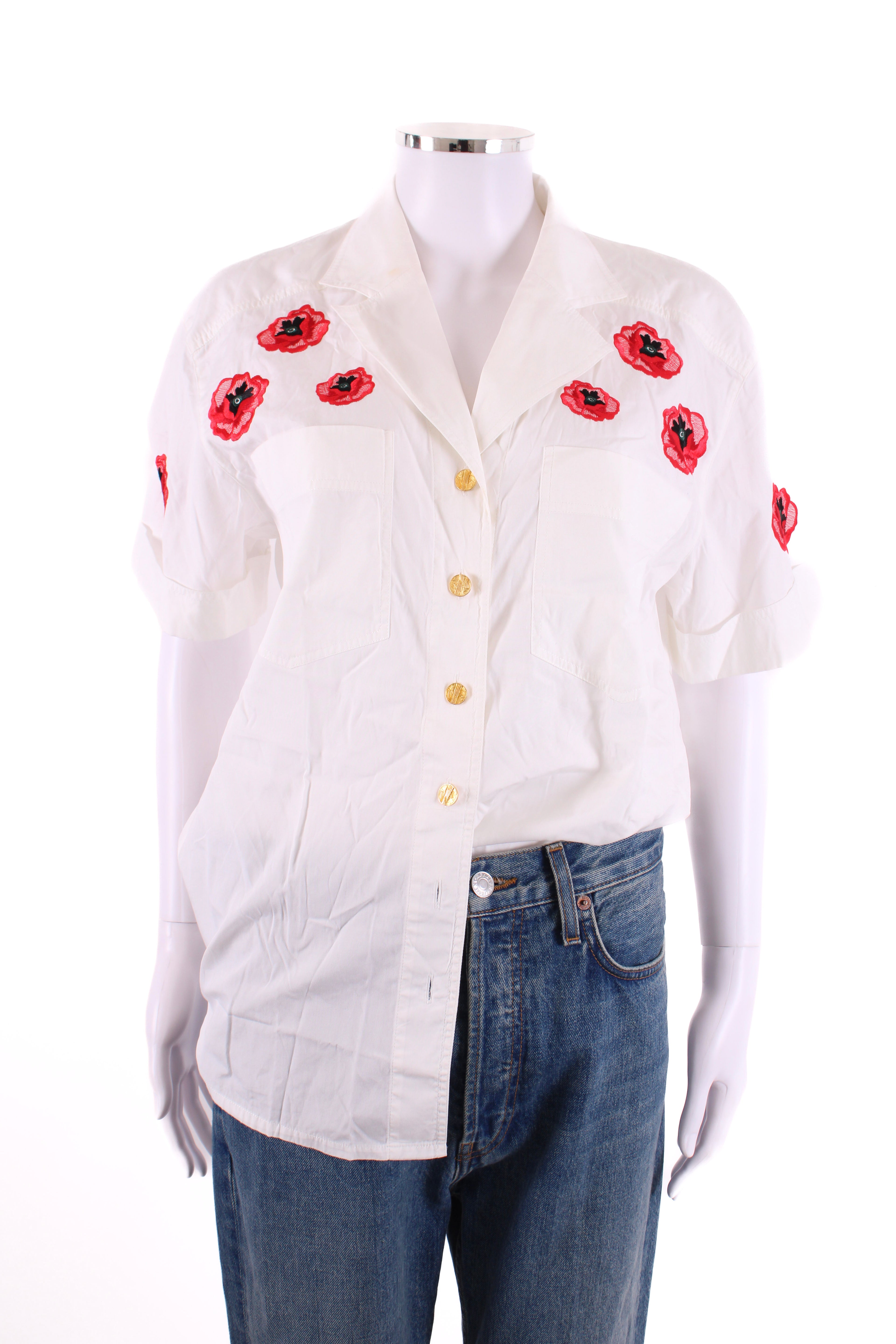 Escada Rose Embroidered Shirt White 38