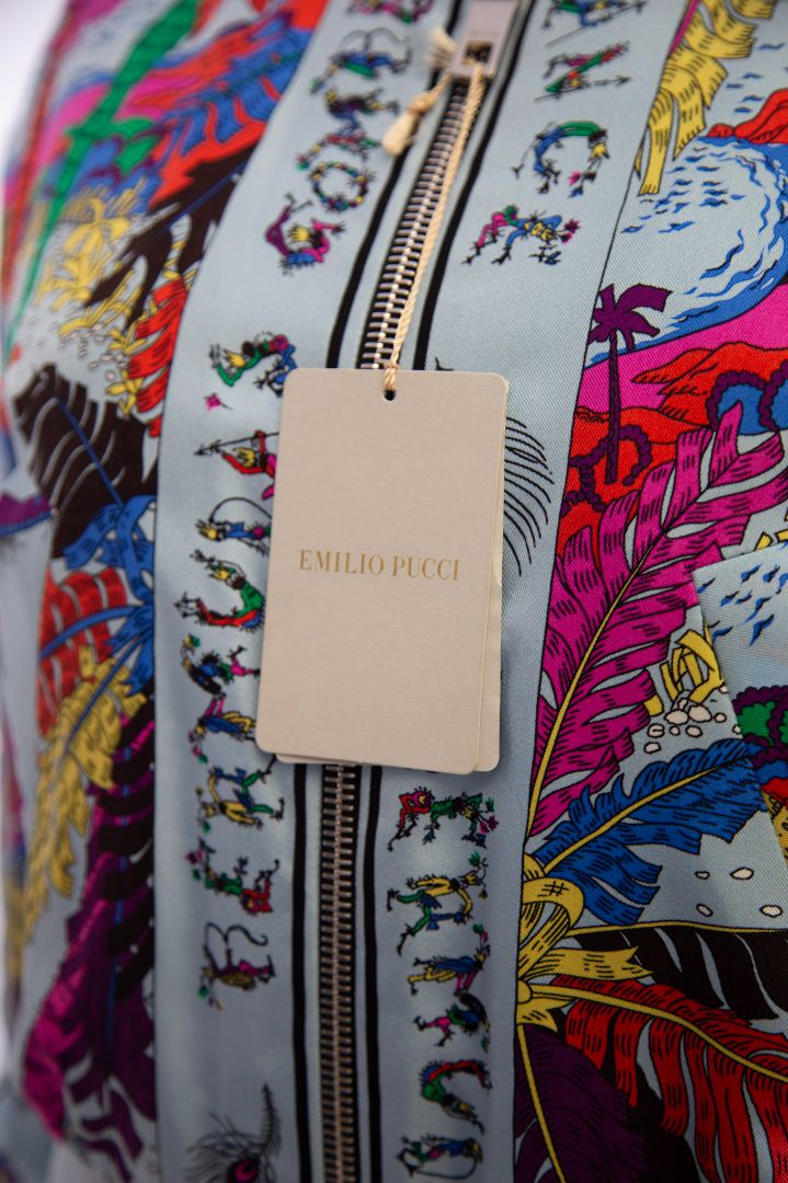 Emilio Pucci Print Bomber Jacket Blue/ Multi Coloured S
