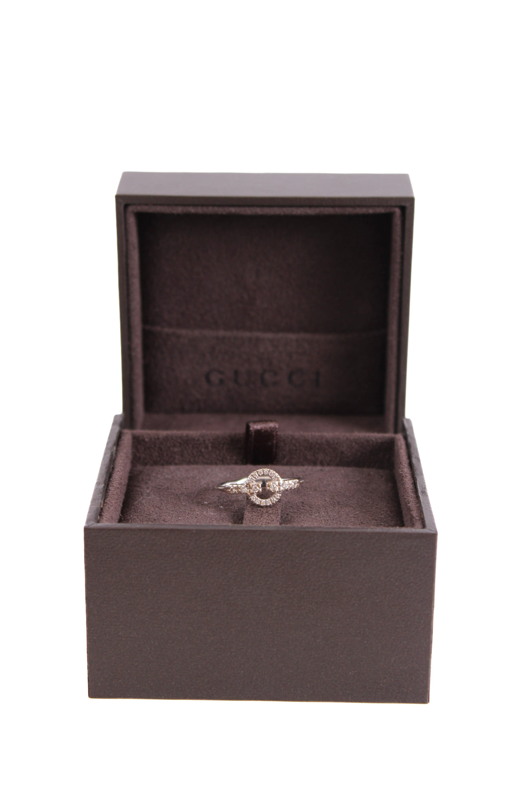 Gucci 18ct White Gold & Diamond Double G Ring 18ct White Gold 15