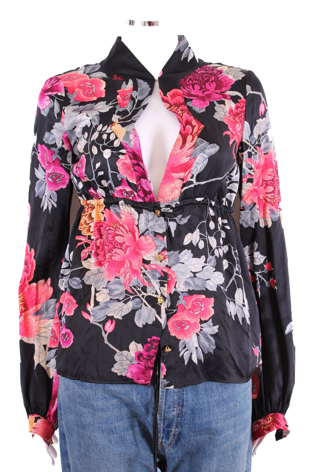 Roberto Cavalli Blouse Black Floral 10