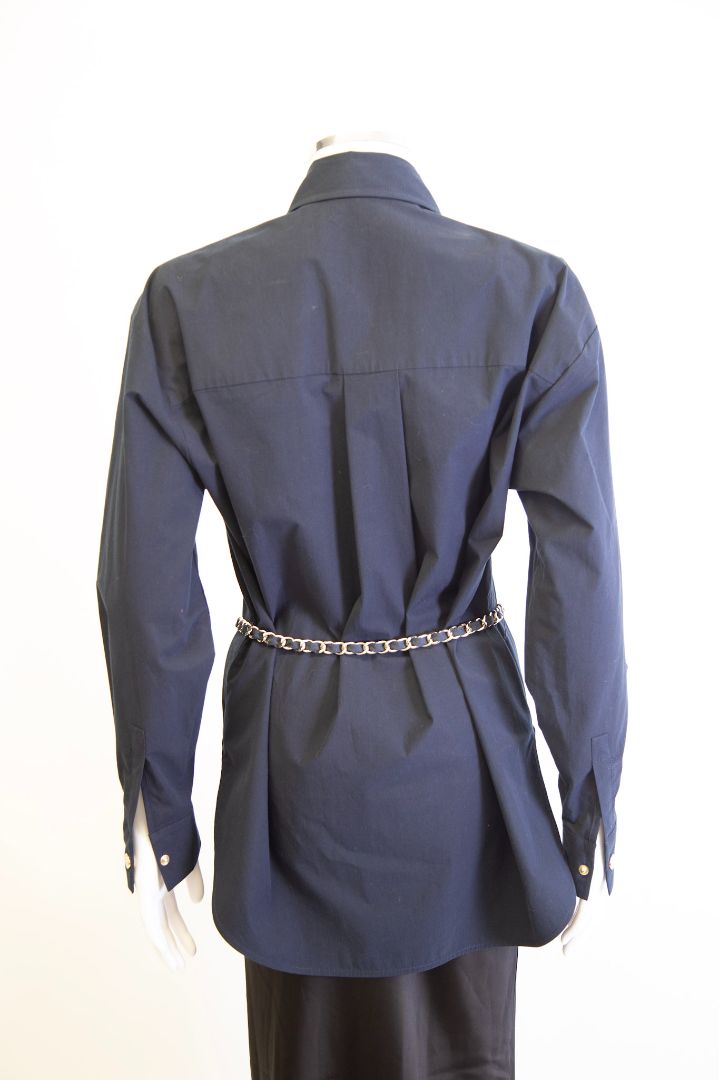 Maje L/S Chain Belt Shirt Navy S
