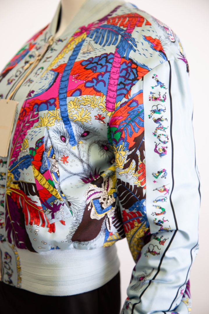 Emilio Pucci Print Bomber Jacket Blue/ Multi Coloured S