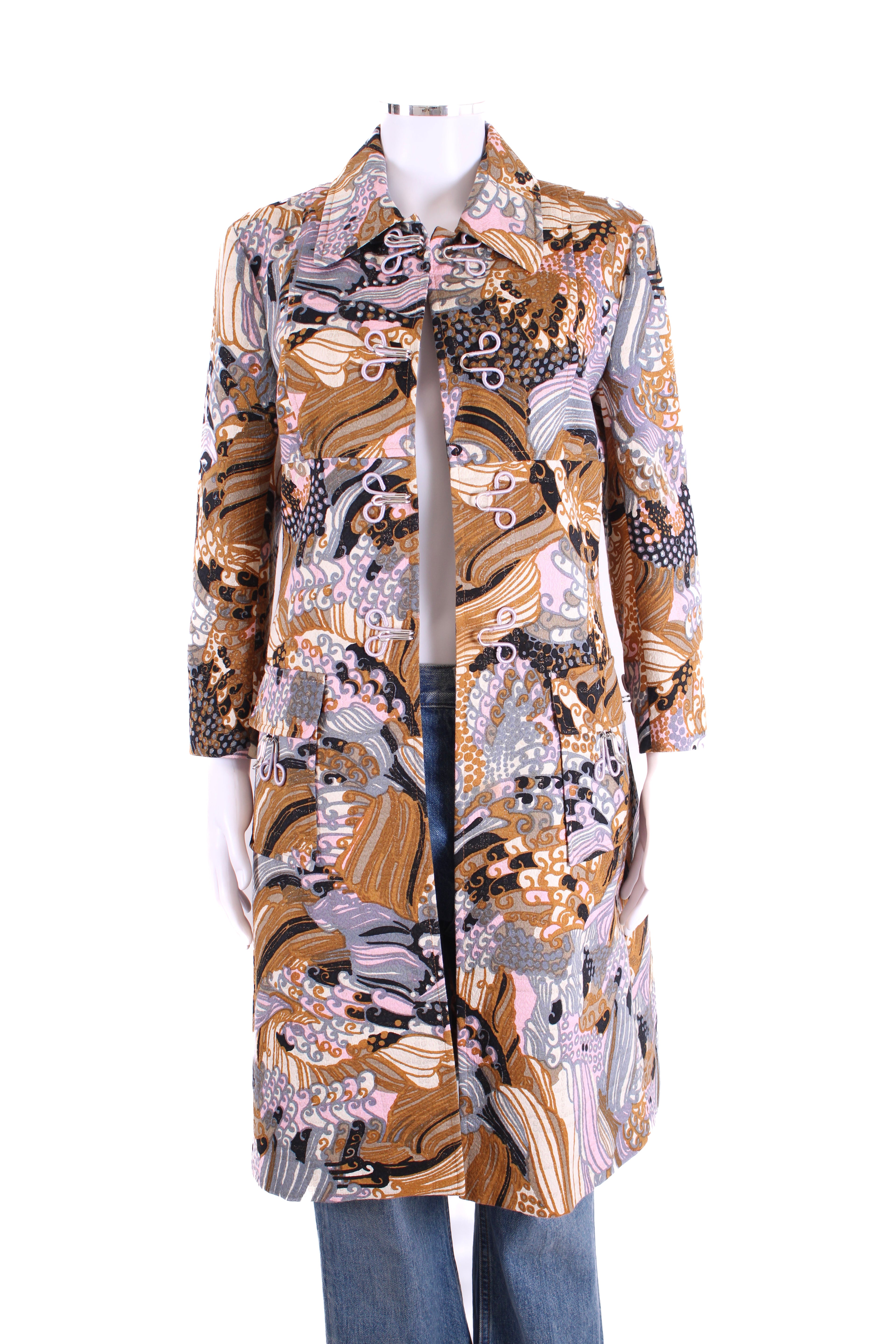 Dolce & Gabbana 2004 Phsycedelic Coat Tan/ Purple/ Pink IT 44
