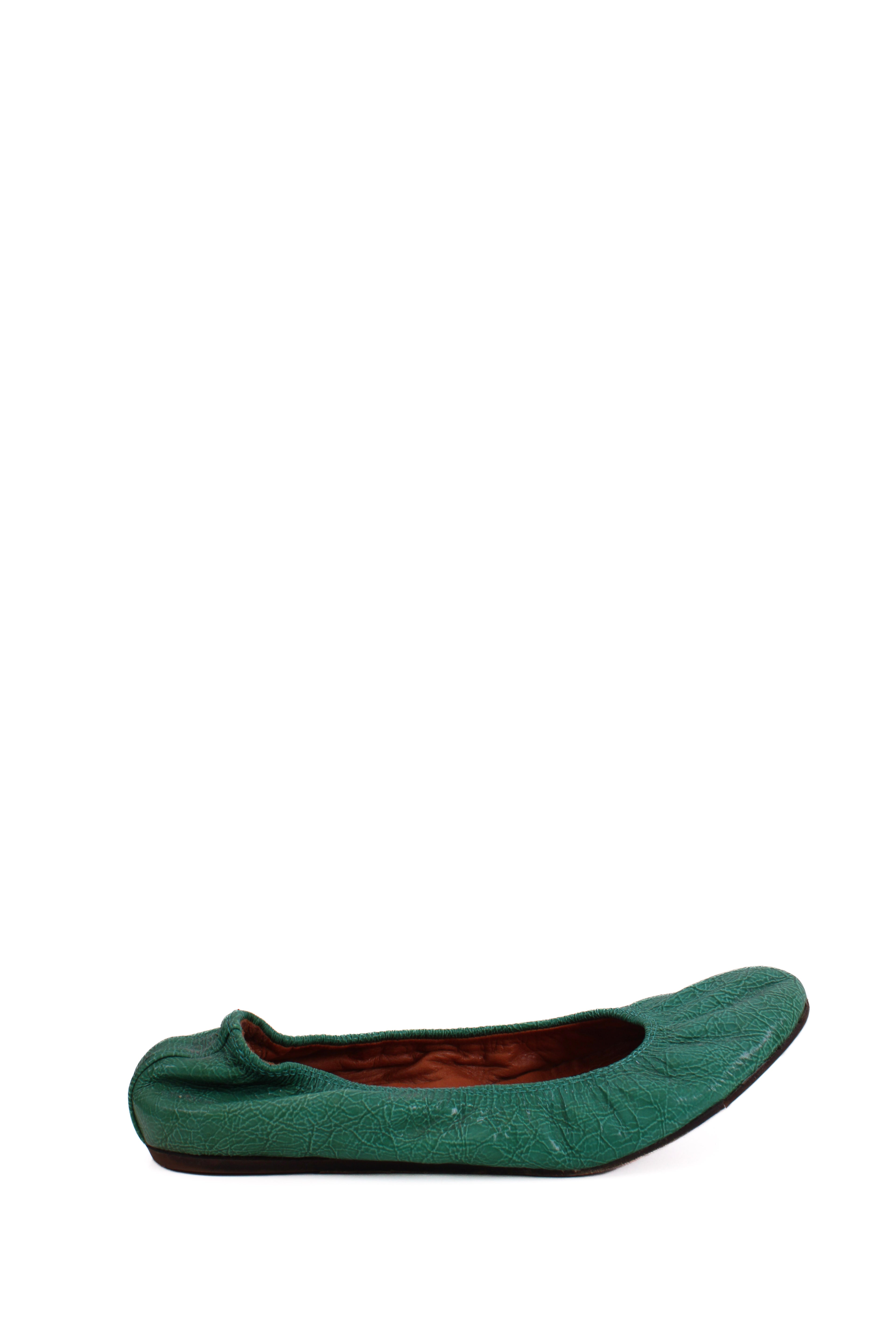 Lanvin Patent Ballet Shoes Green 38