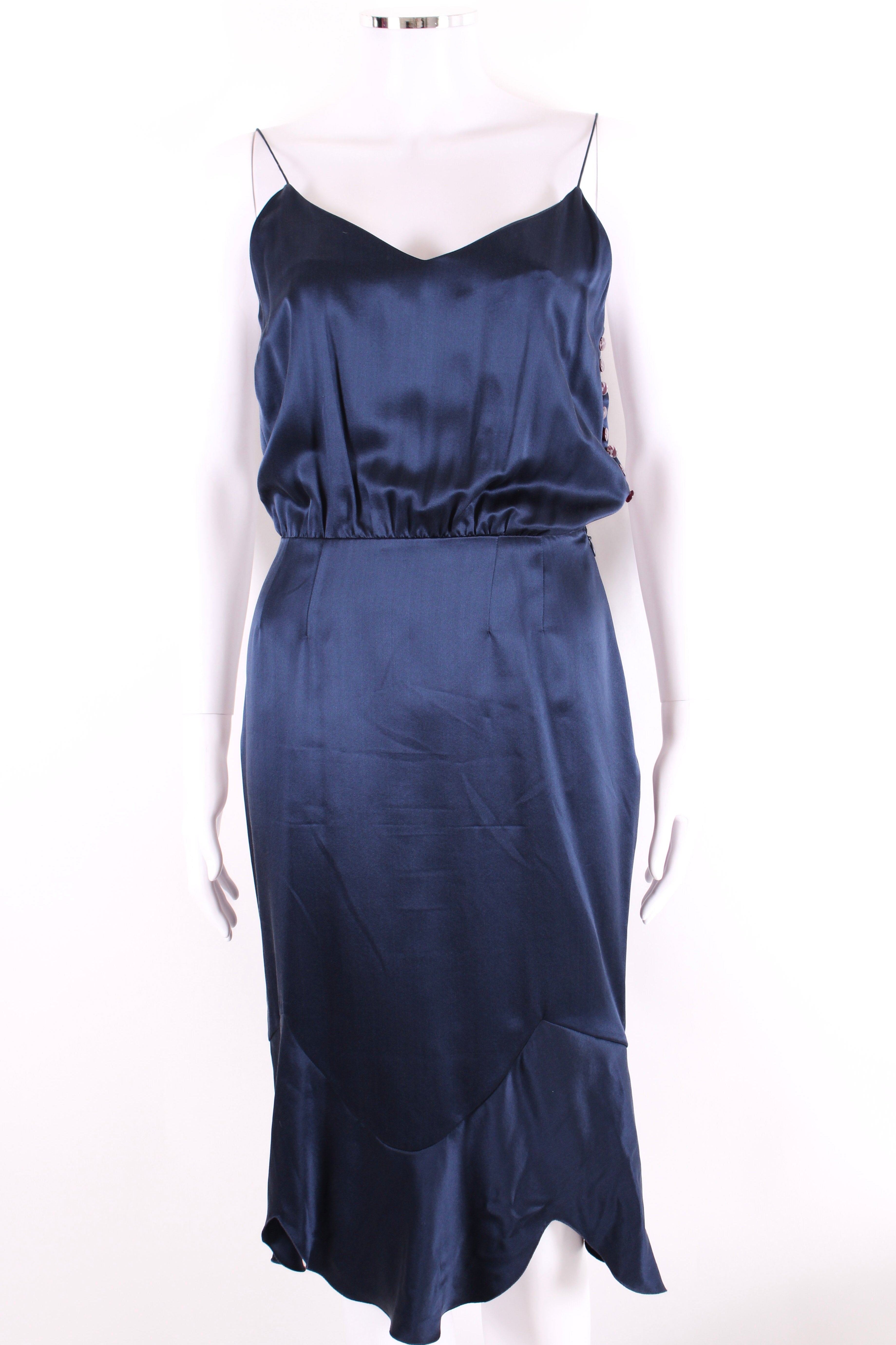 Chloe S/S Button Side Slip Dress Navy 10