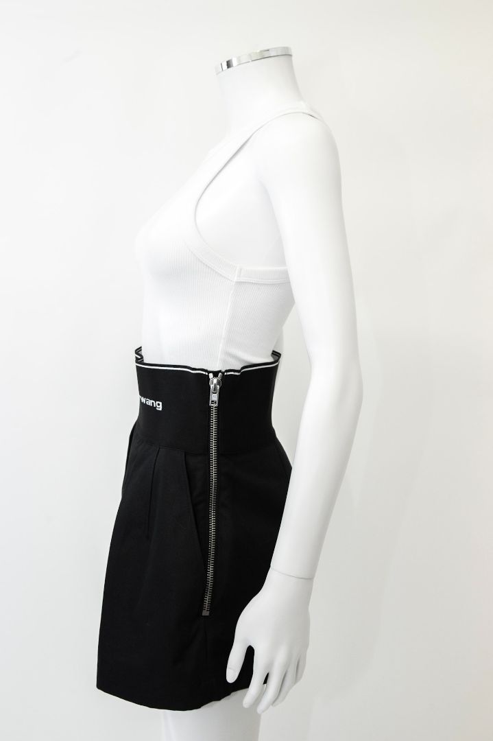 Alexander Wang Logo High Waisted Shorts Black/ White 8