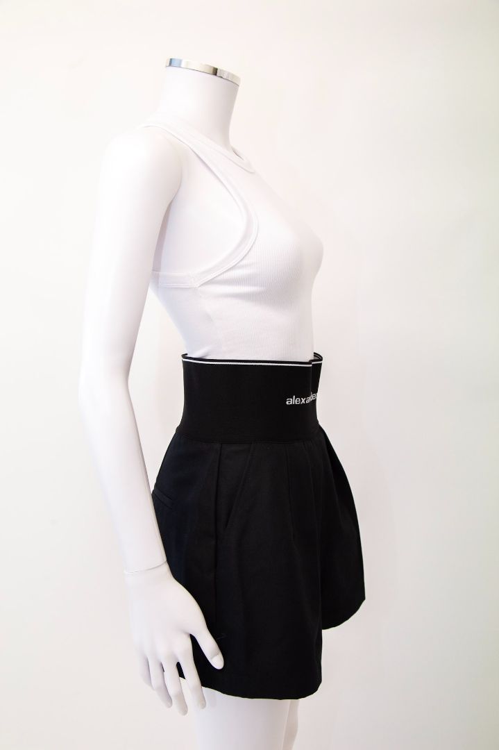 Alexander Wang Logo High Waisted Shorts Black/ White 8