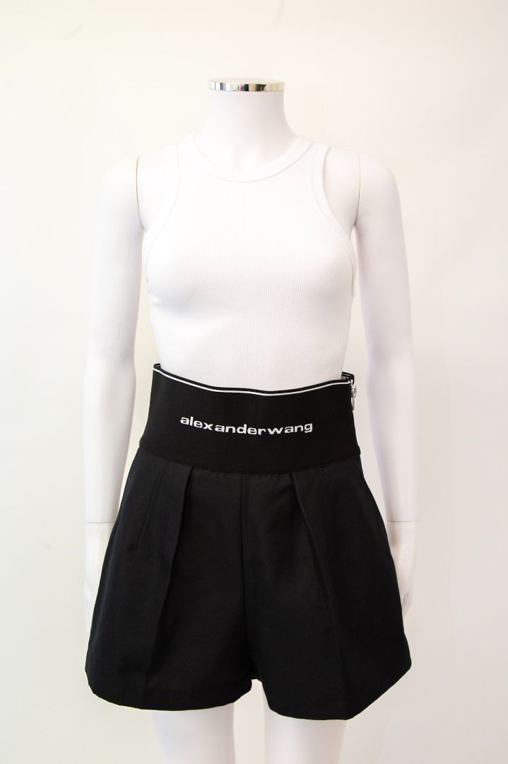 Alexander Wang Logo High Waisted Shorts Black/ White 8