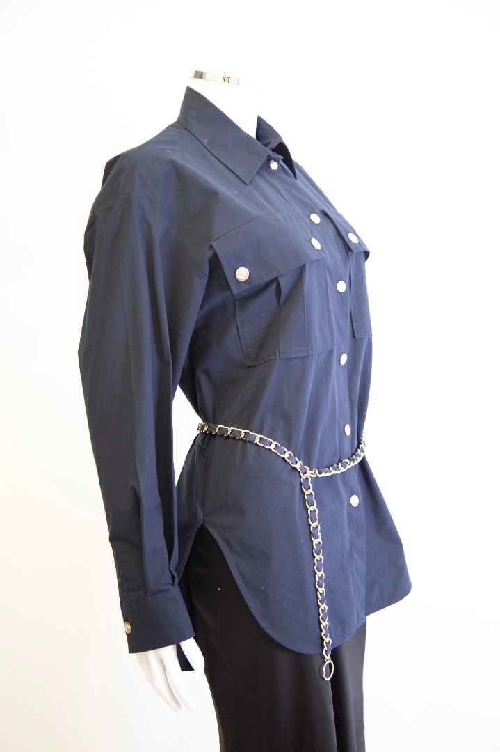 Maje L/S Chain Belt Shirt Navy S