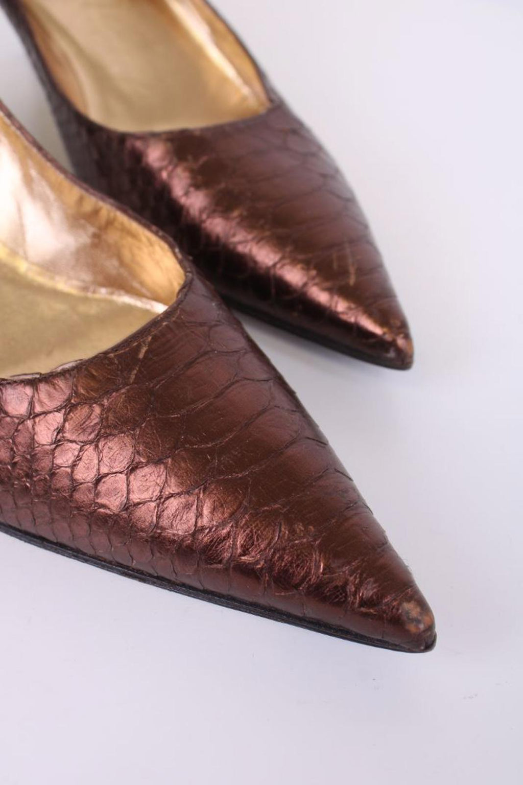 Dolce & Gabbana Python pointed toe kitten heels Bronze Python 38.5