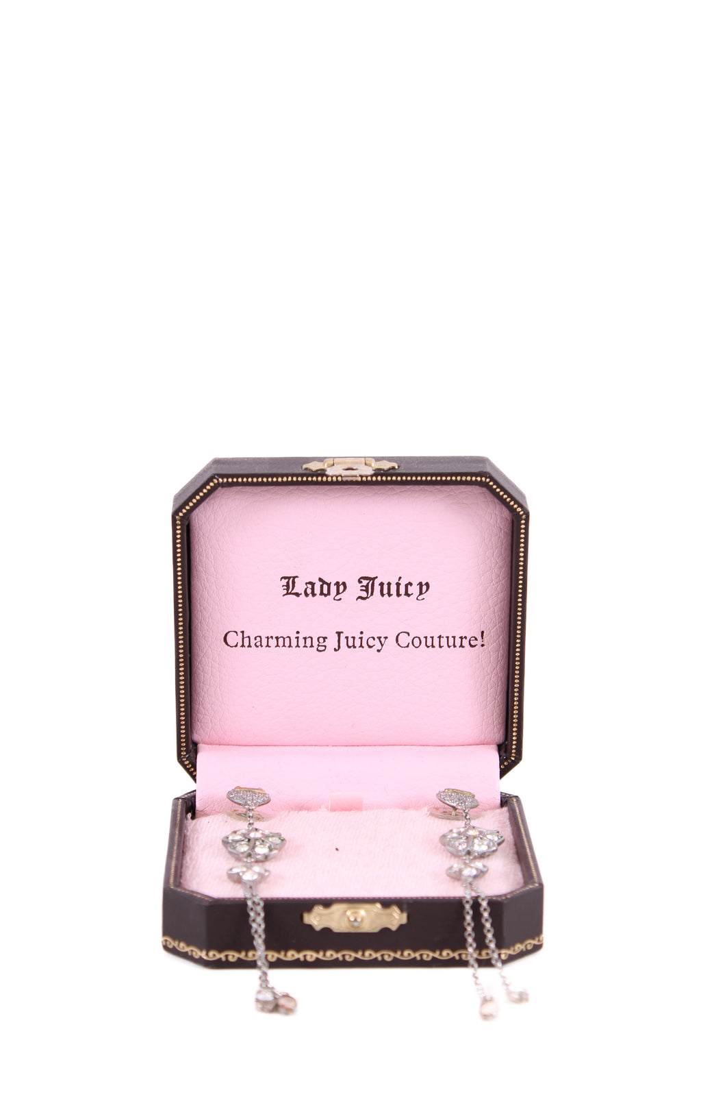 Juicy Couture long diamante flower earings Silver