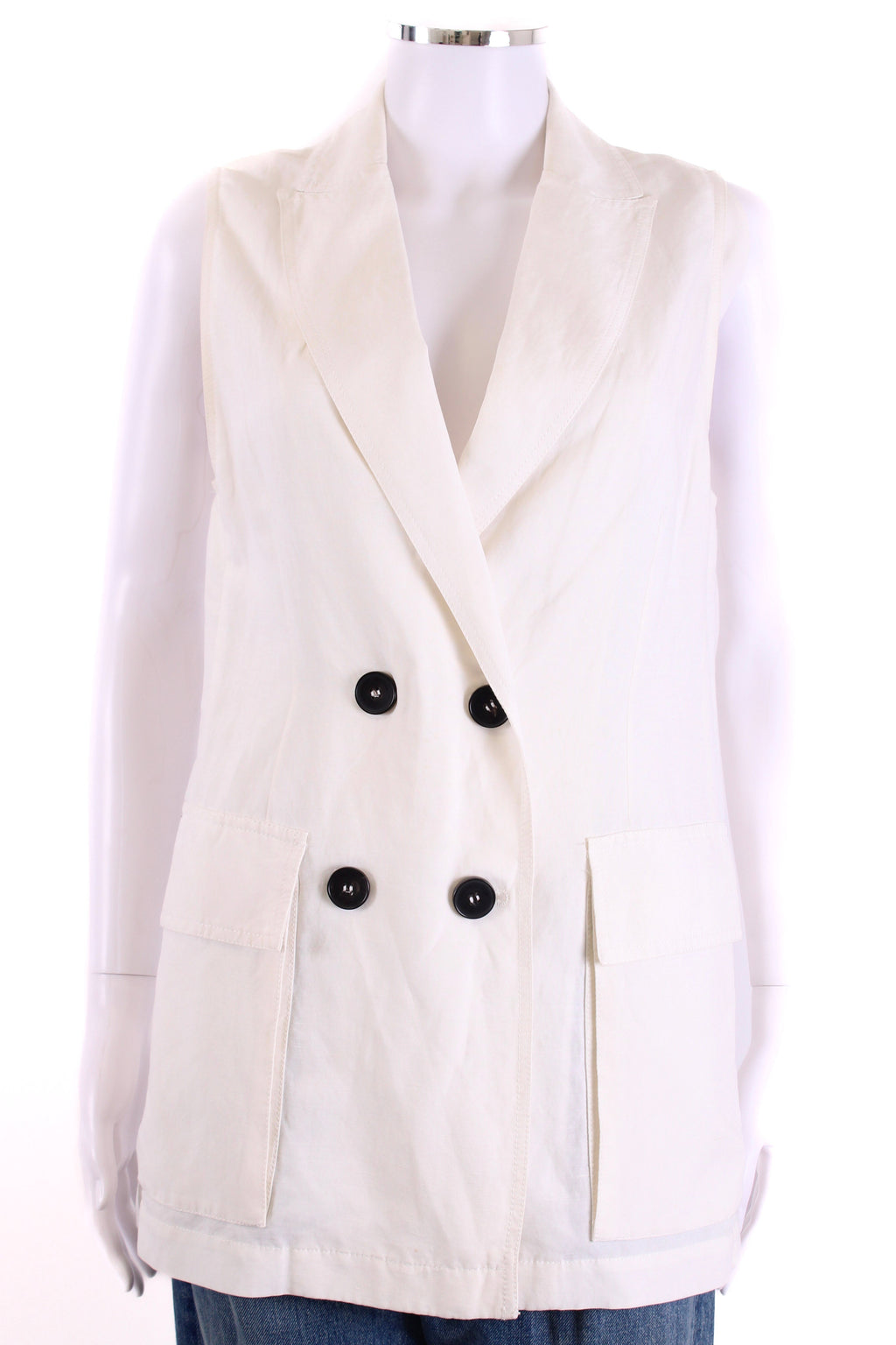 Roberto Collina Double Breasted Waist Coat Cream XS
