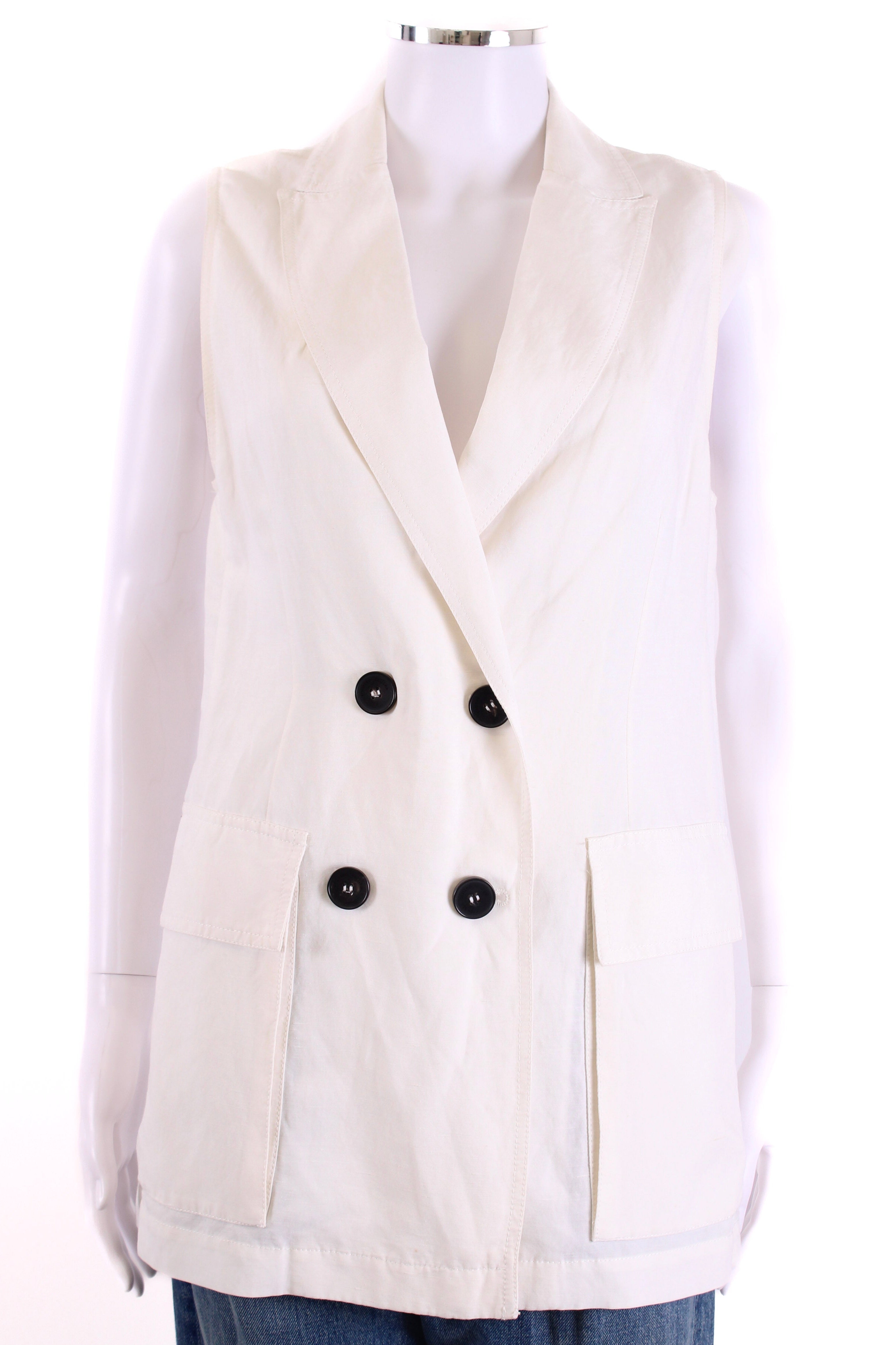 Roberto Collina Double Breasted Waist Coat Cream XS
