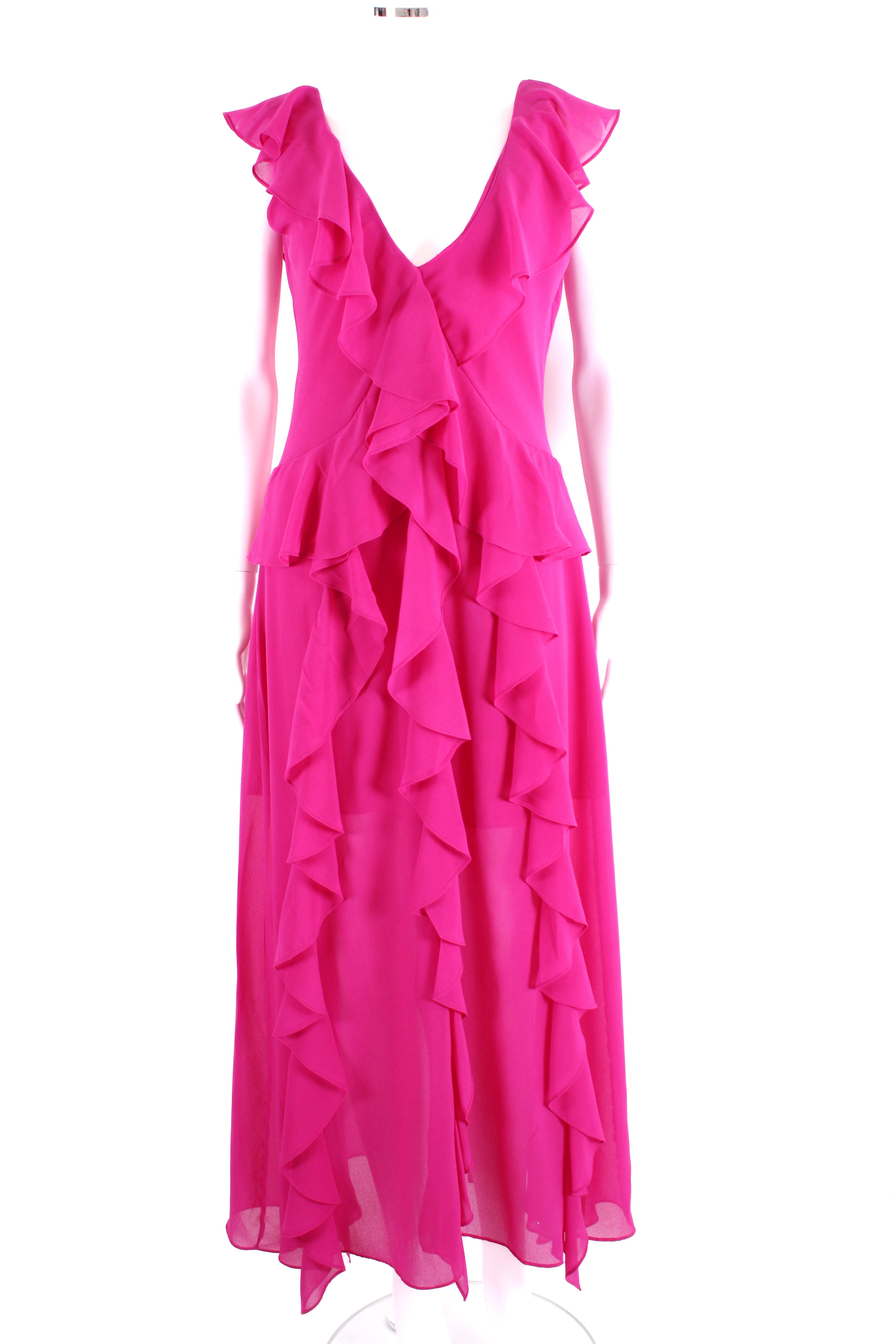 Misa Los Angeles S/S Ruffle Dress Magenta XS