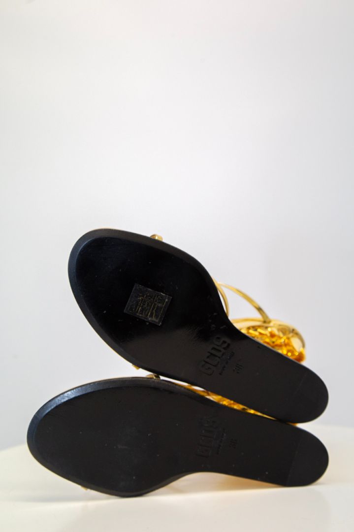 GCDS Marso Thong Teeth Heels Gold 38