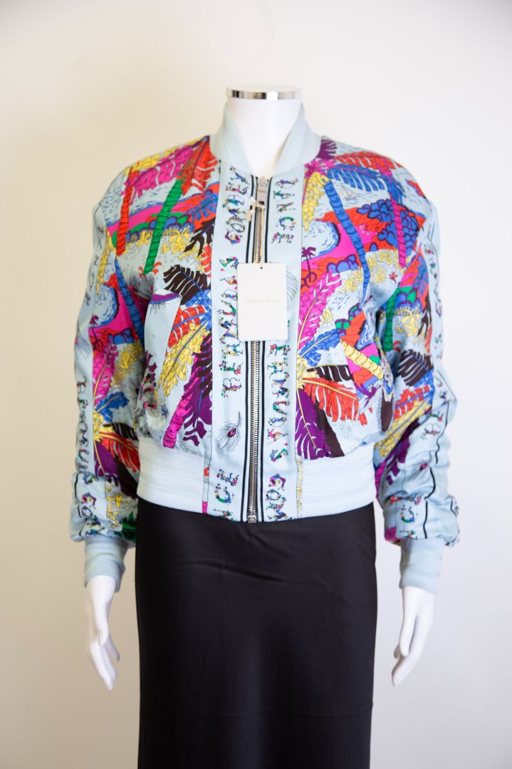 Emilio Pucci Print Bomber Jacket Blue/ Multi Coloured S