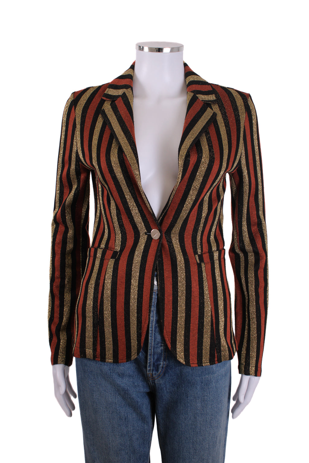 LIU.JO Stripe Metallic Jacket Brown/ Gold XS
