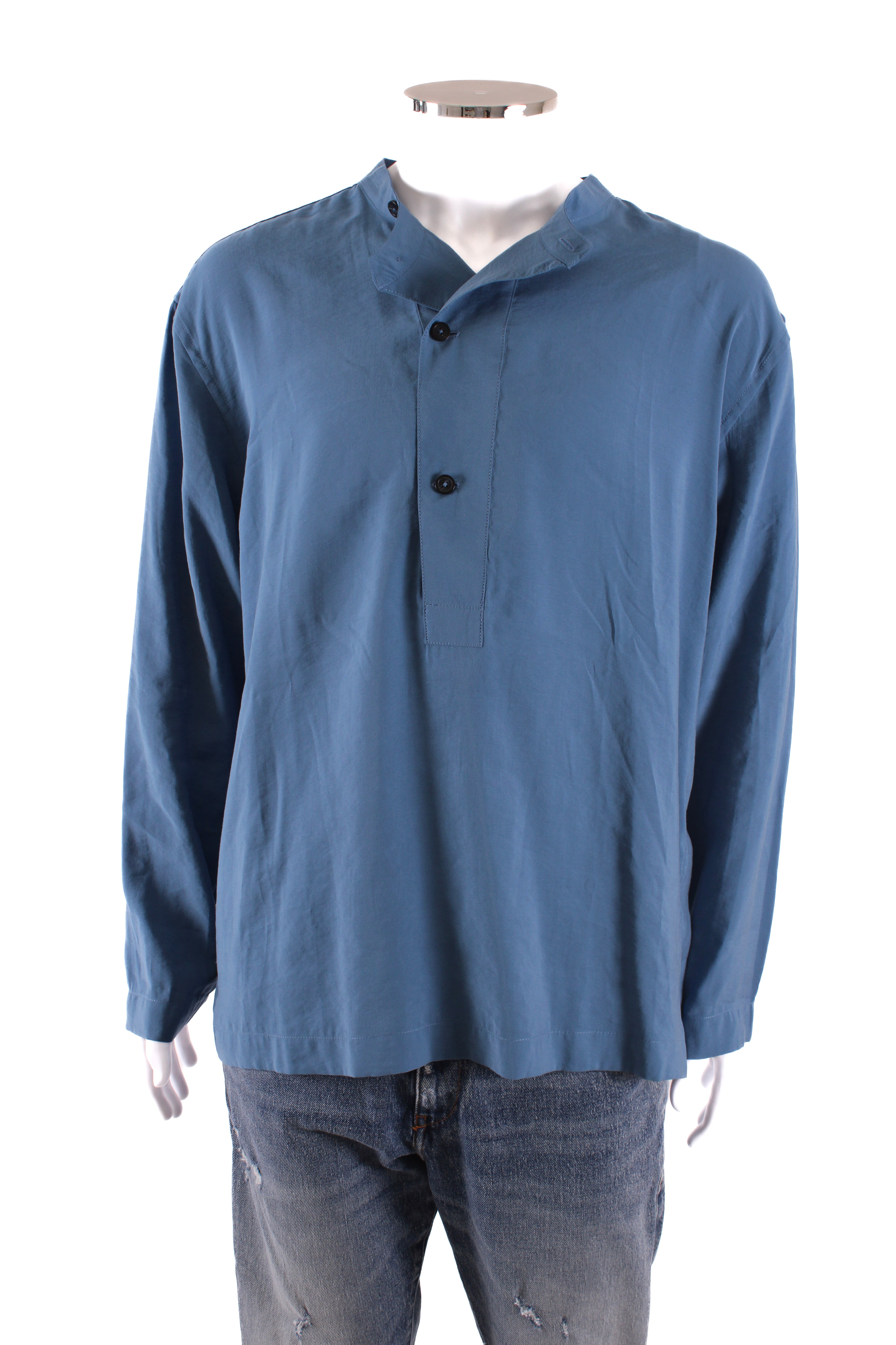Emporio Armani 3/4 Button Side Zip Shirt Blue L