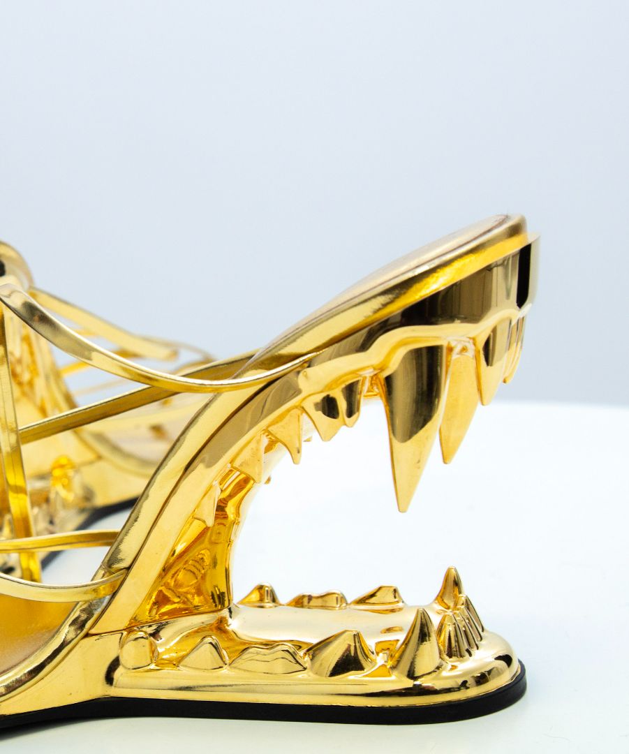 GCDS Marso Thong Teeth Heels Gold 38