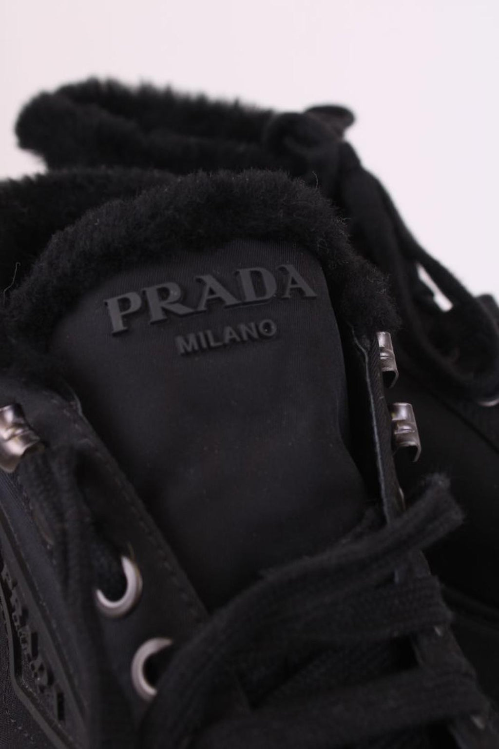 Prada Shearling Lined Trainers Black 40