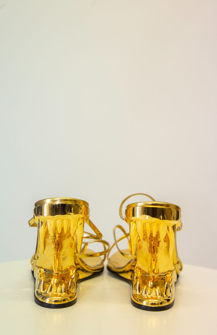 GCDS Marso Thong Teeth Heels Gold 38