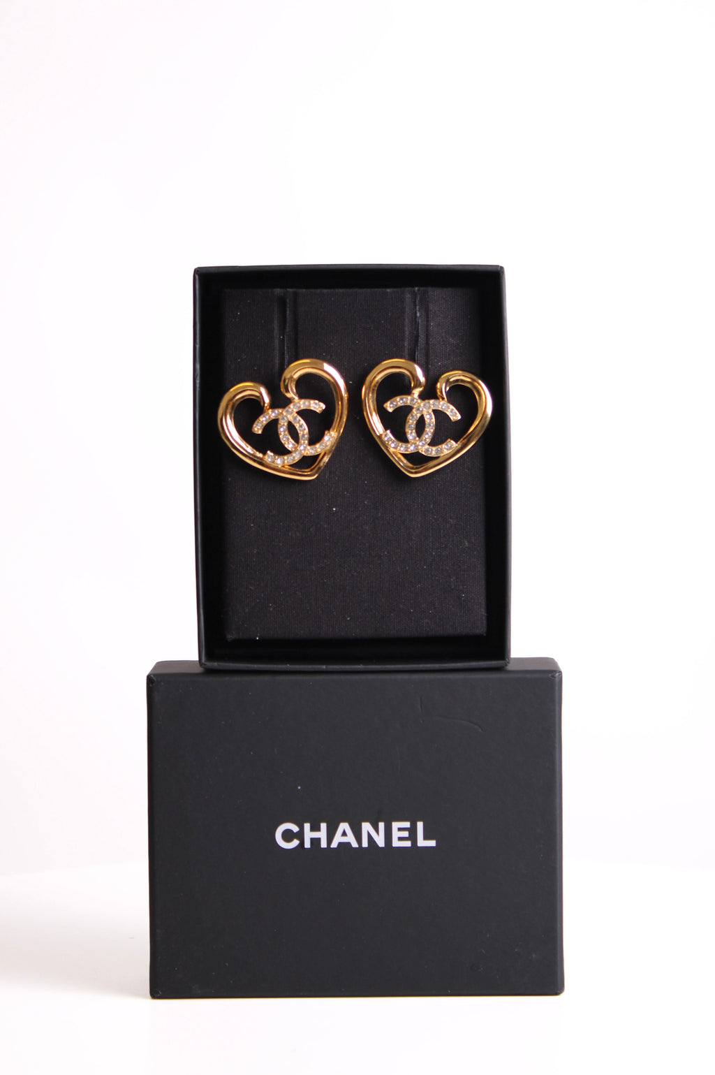 Chanel CC Heart Drop Earrings