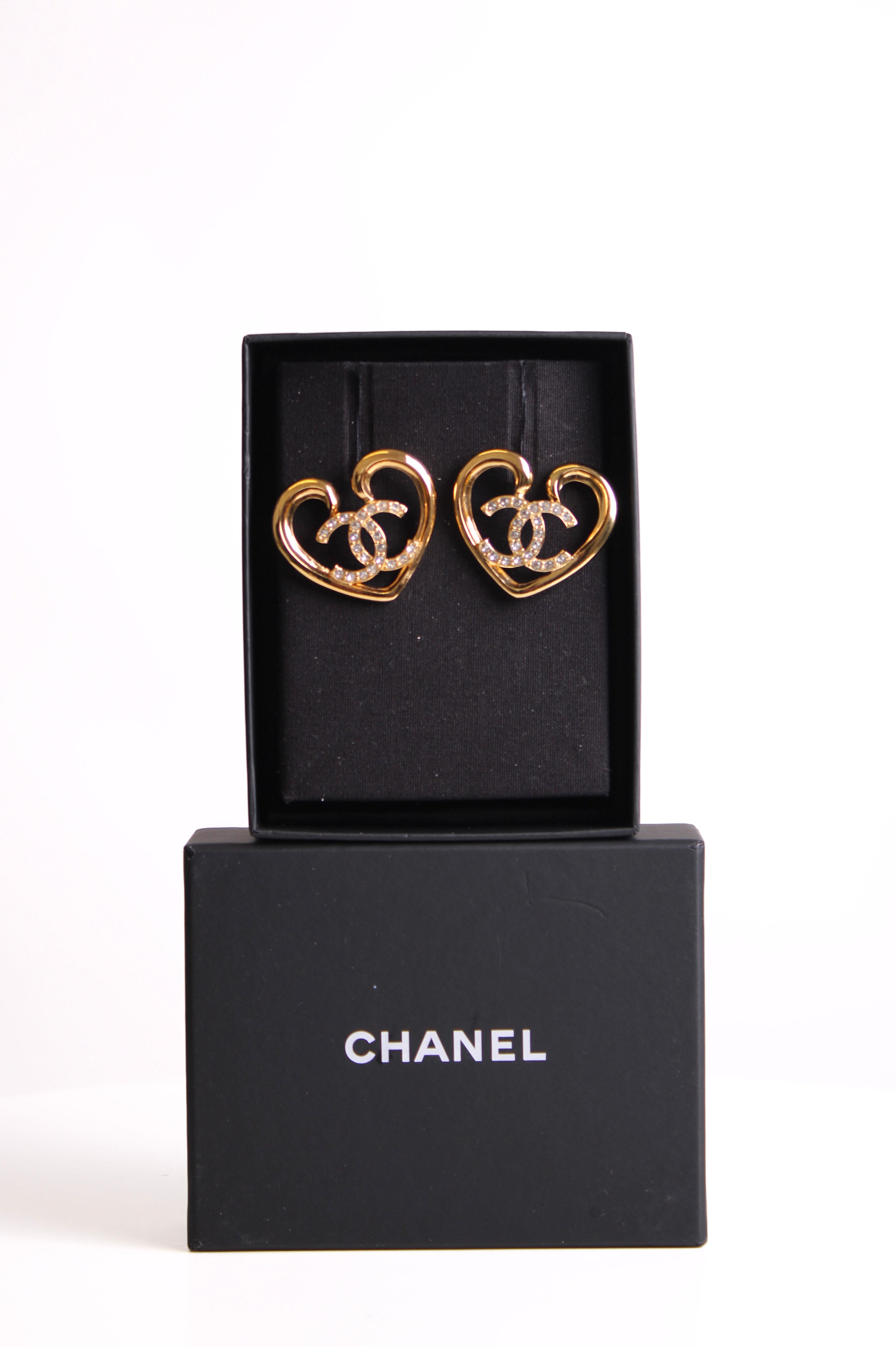 Chanel CC Heart Drop Earrings
