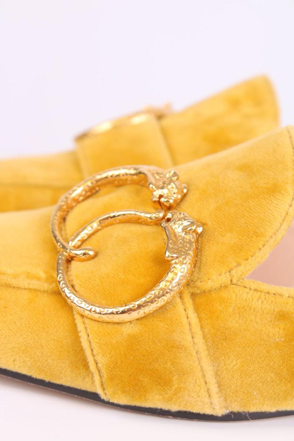 Charlotte Olympia Velvet Mule Loafers Mustard 38