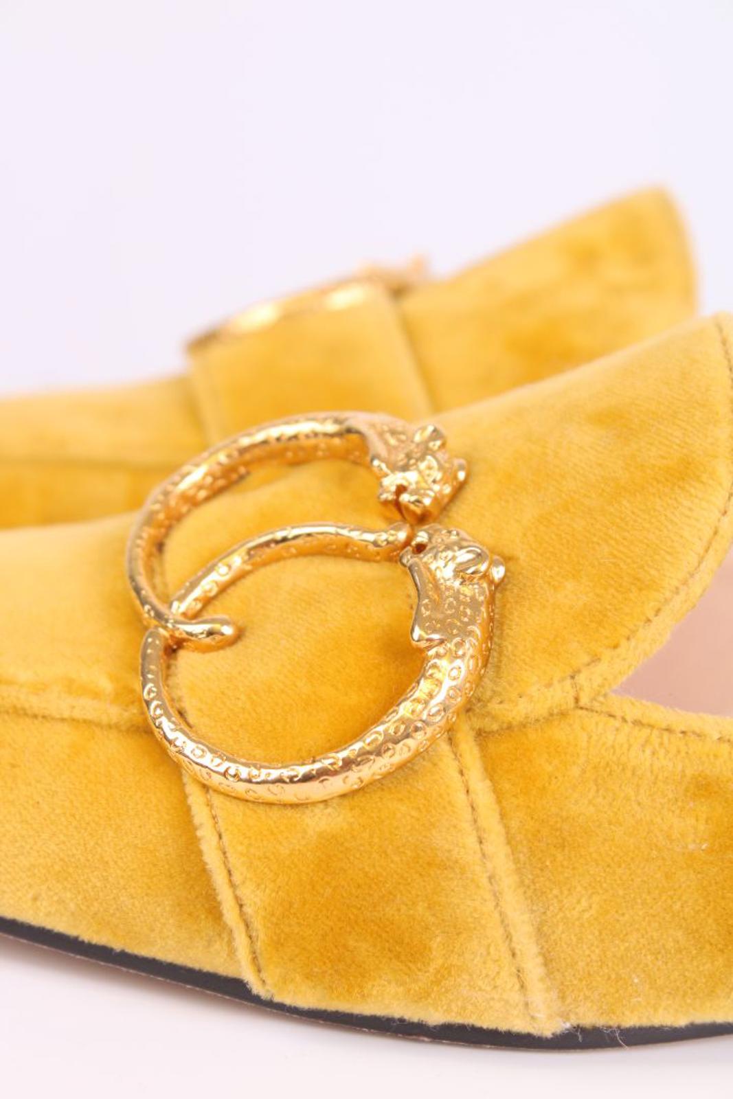 Charlotte Olympia Velvet Mule Loafers Mustard 38