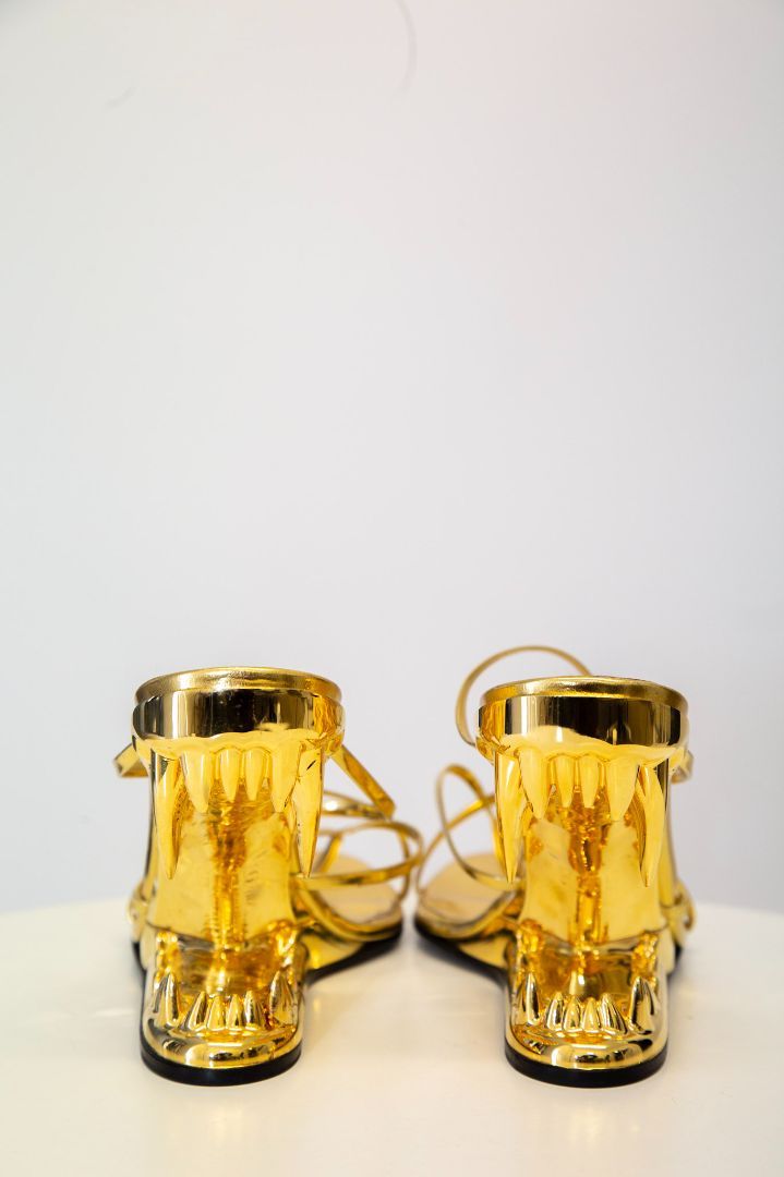 GCDS Marso Thong Teeth Heels Gold 38