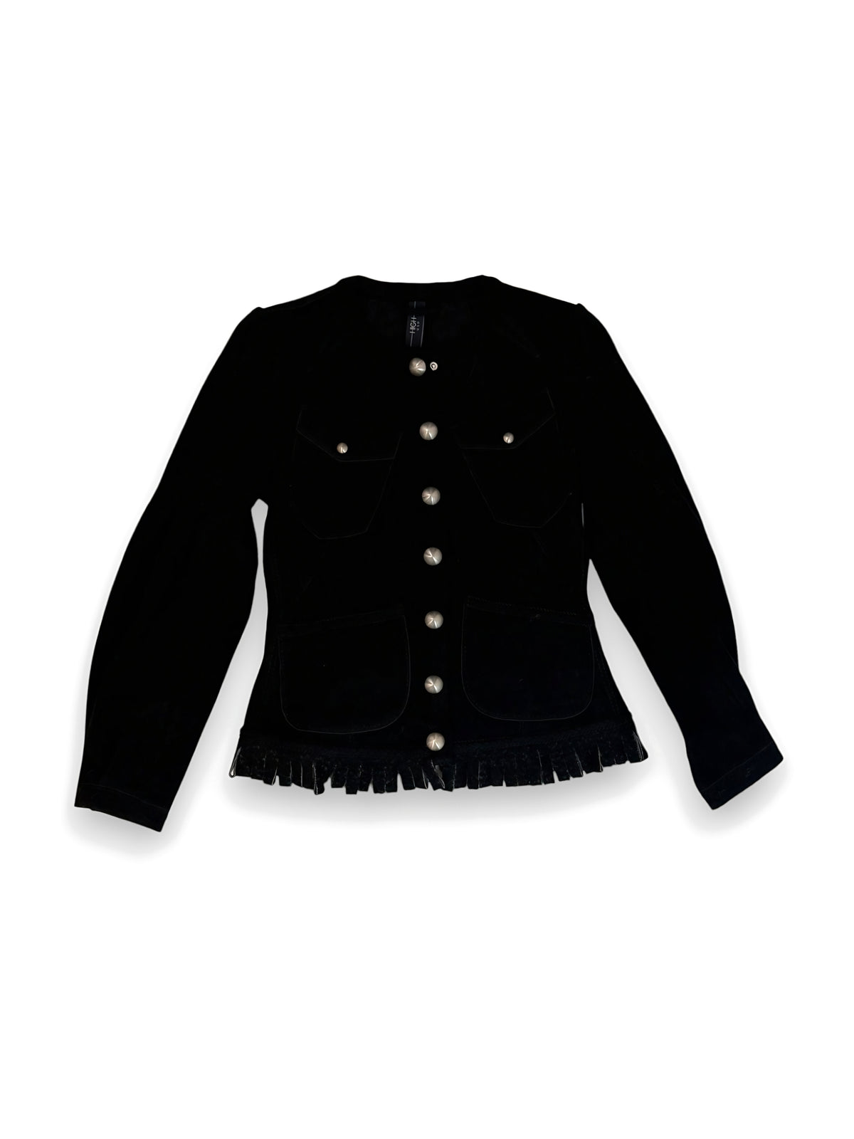 High black stud button jacket