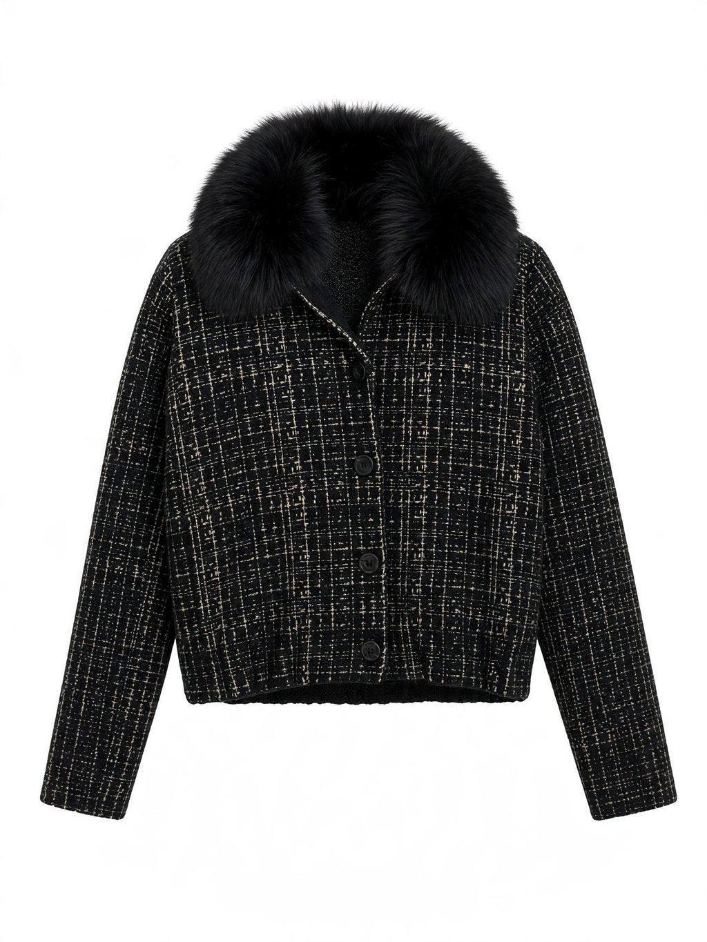 Prada tweed jacket black grey, product photo 1