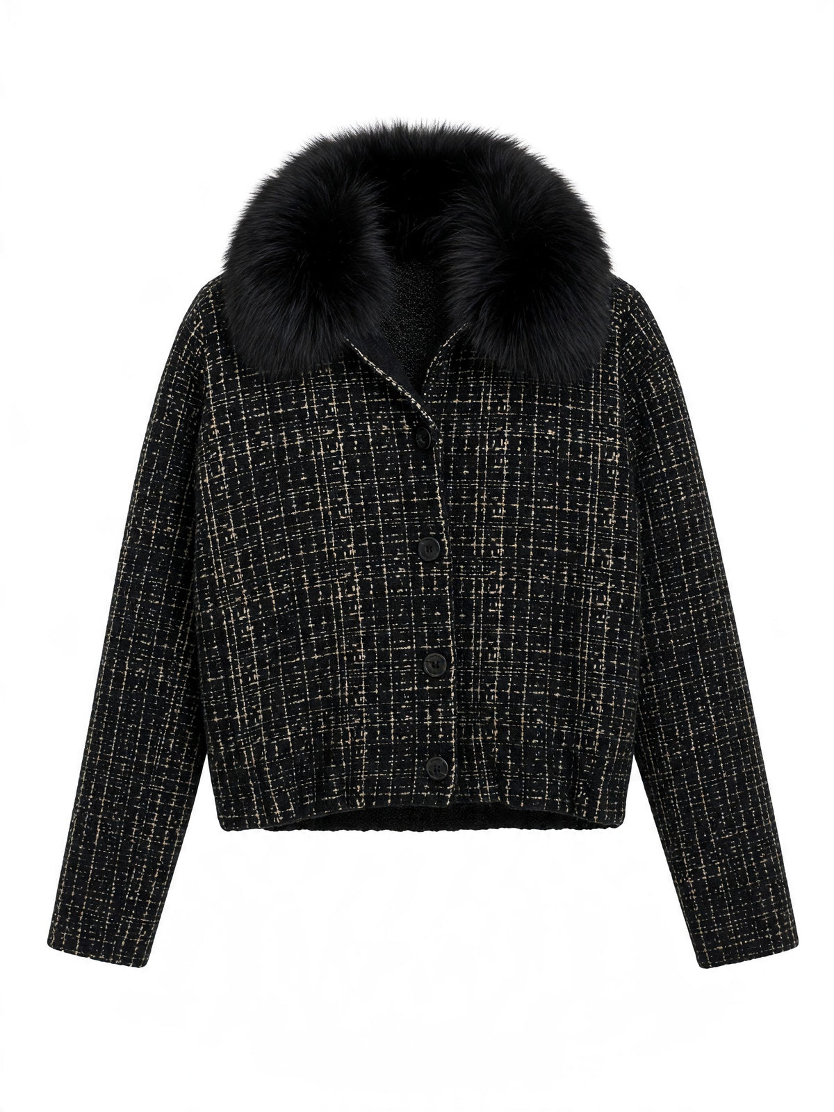 Prada tweed jacket black grey, product photo 1