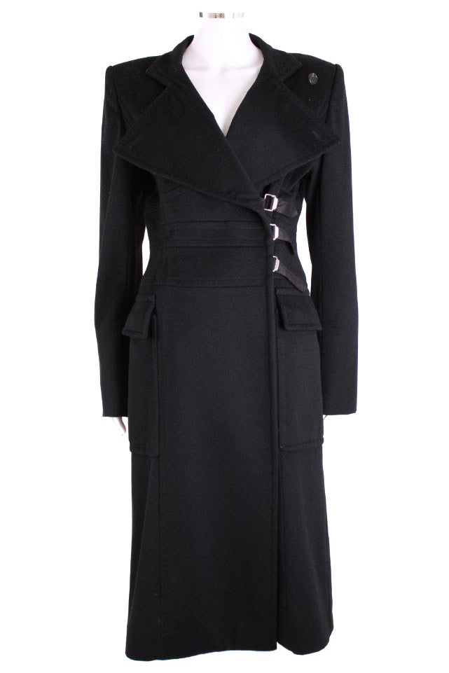 YvesSaintLaurent Wool Military Wool Coat Black FR40