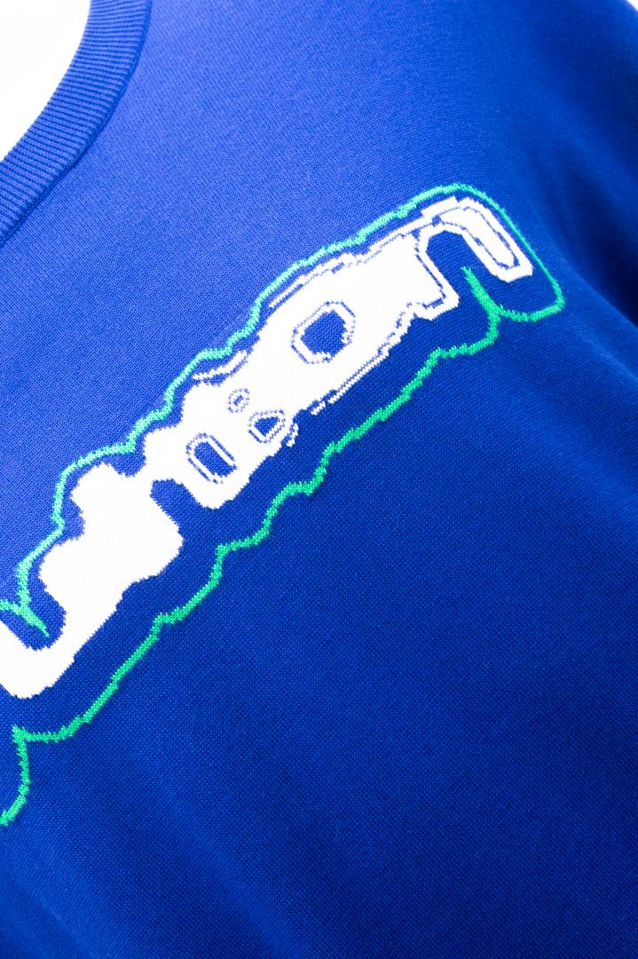 Louis Vuitton S/S Graffiti Logo Knit Top Blue/ White XL