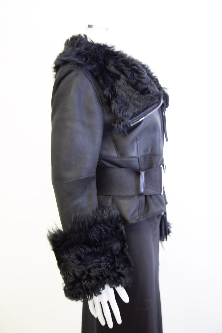 SportMax Shearling Biker Jacket Black 12