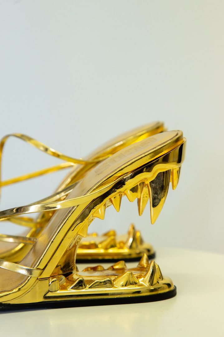 GCDS Marso Thong Teeth Heels Gold 38