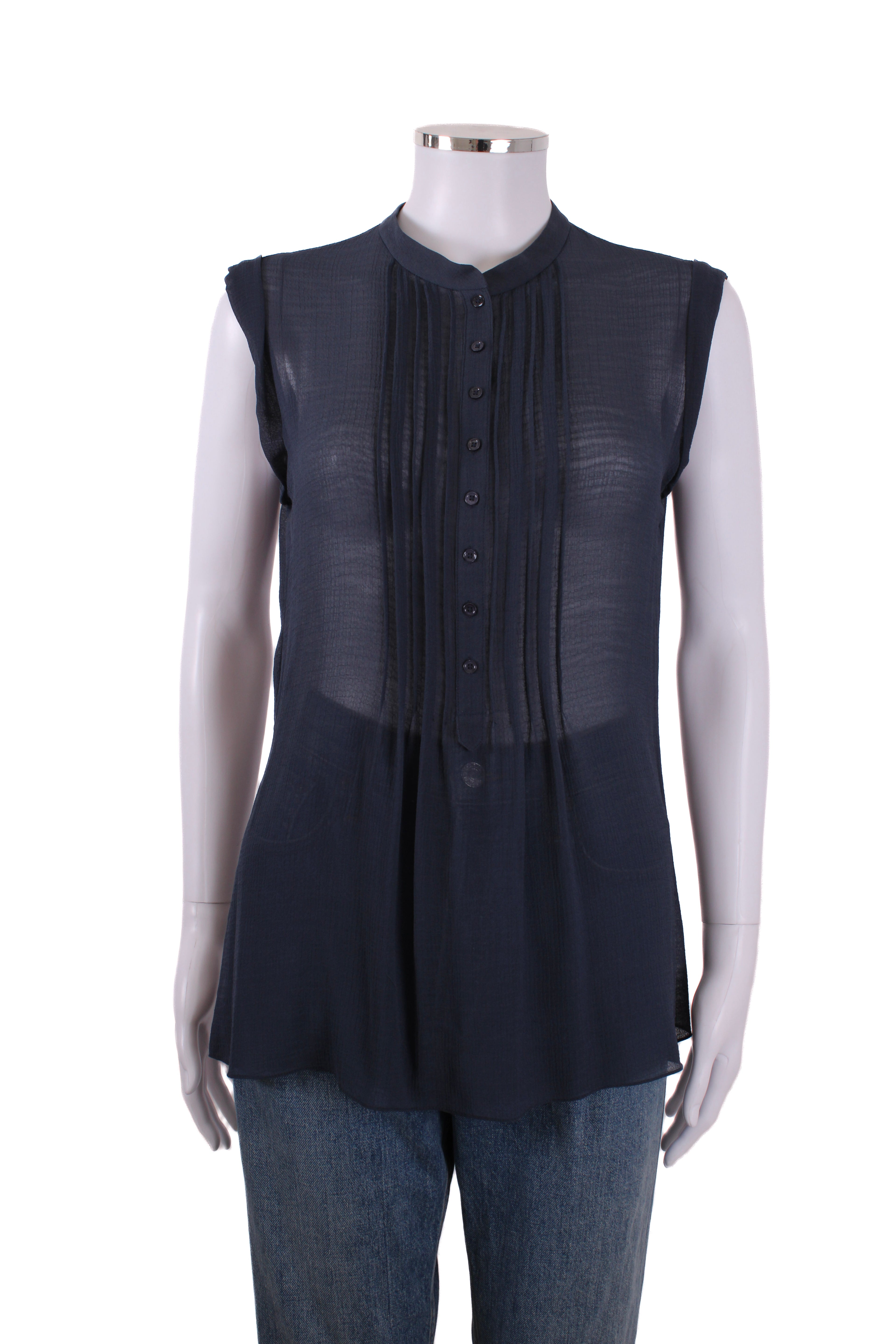 Joseph S/S Sheer Blouse Navy 12