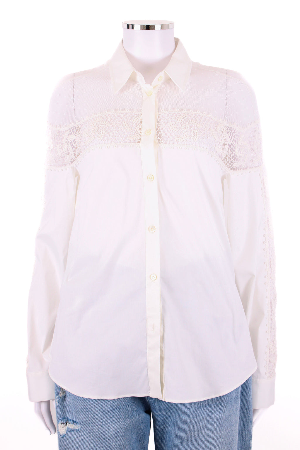 Red Valentino Lace top half Shirt White 44