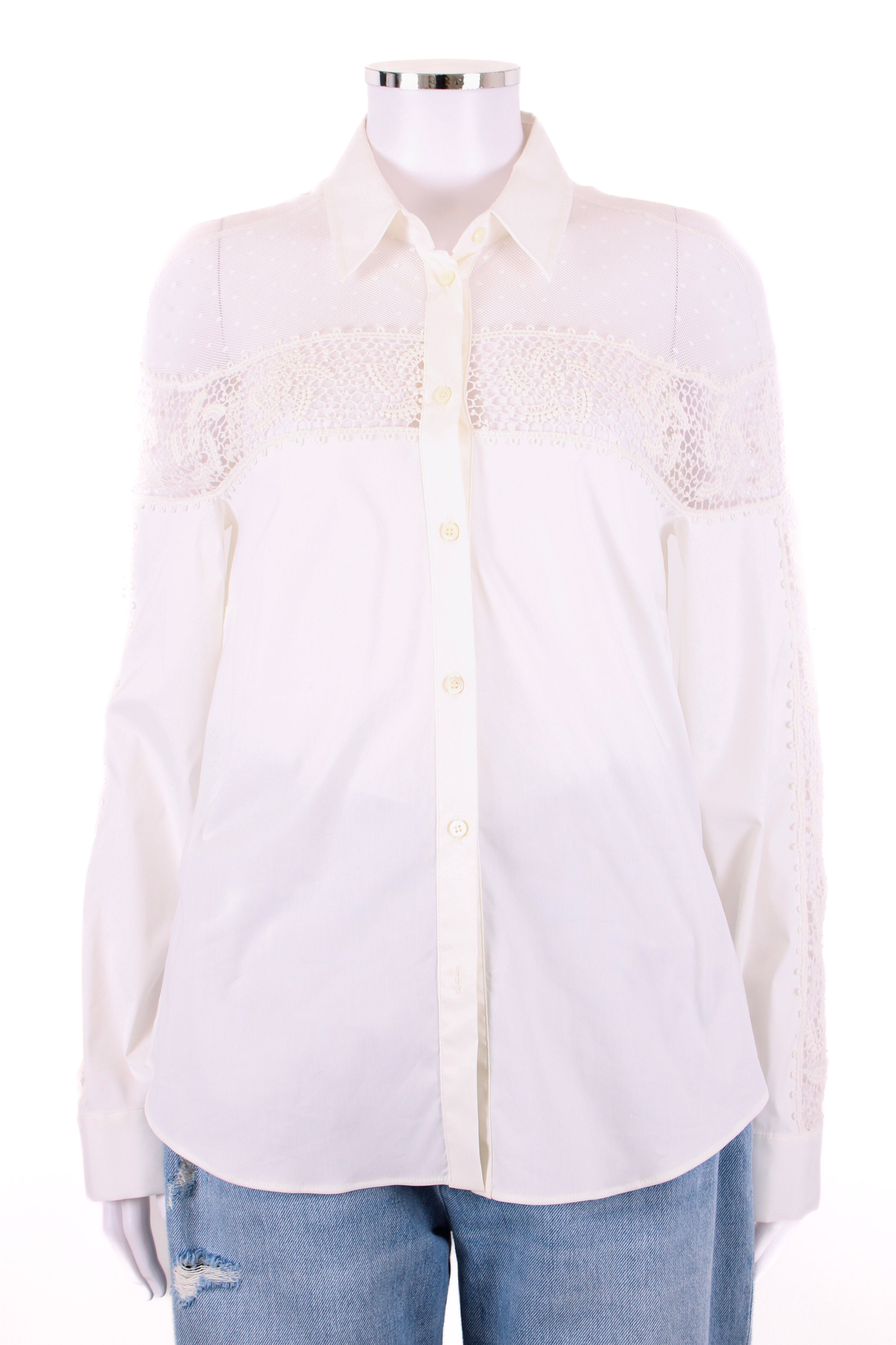 Red Valentino Lace top half Shirt White 44