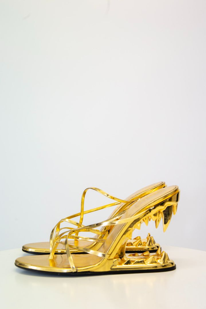 GCDS Marso Thong Teeth Heels Gold 38