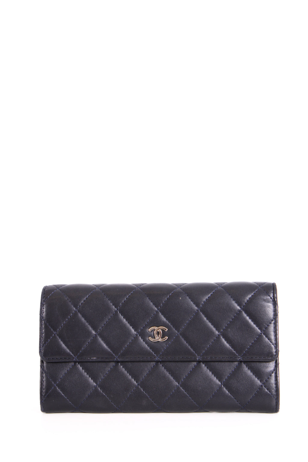 Chanel Lamb Skin long Purse Navy