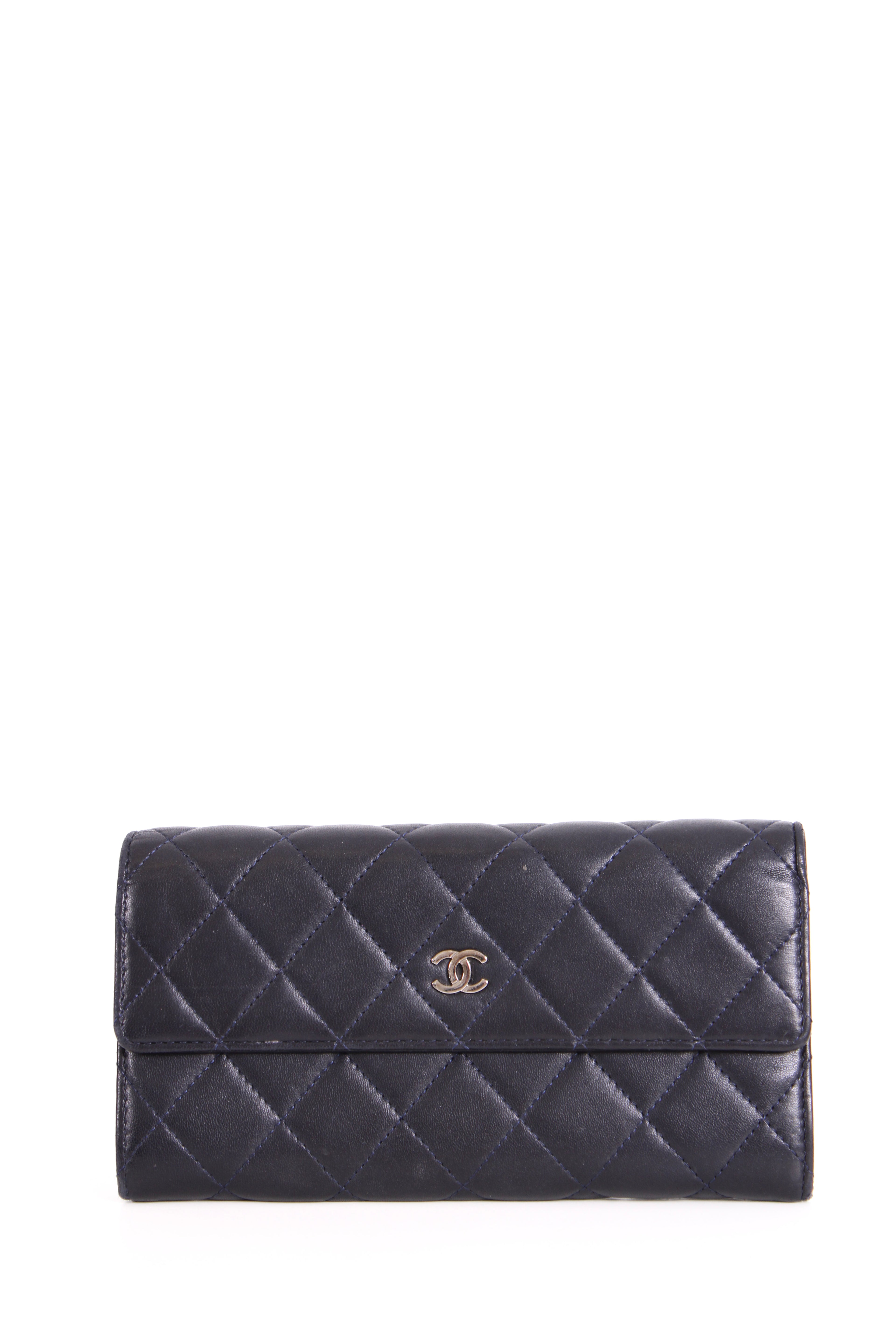Chanel Lamb Skin long Purse Navy