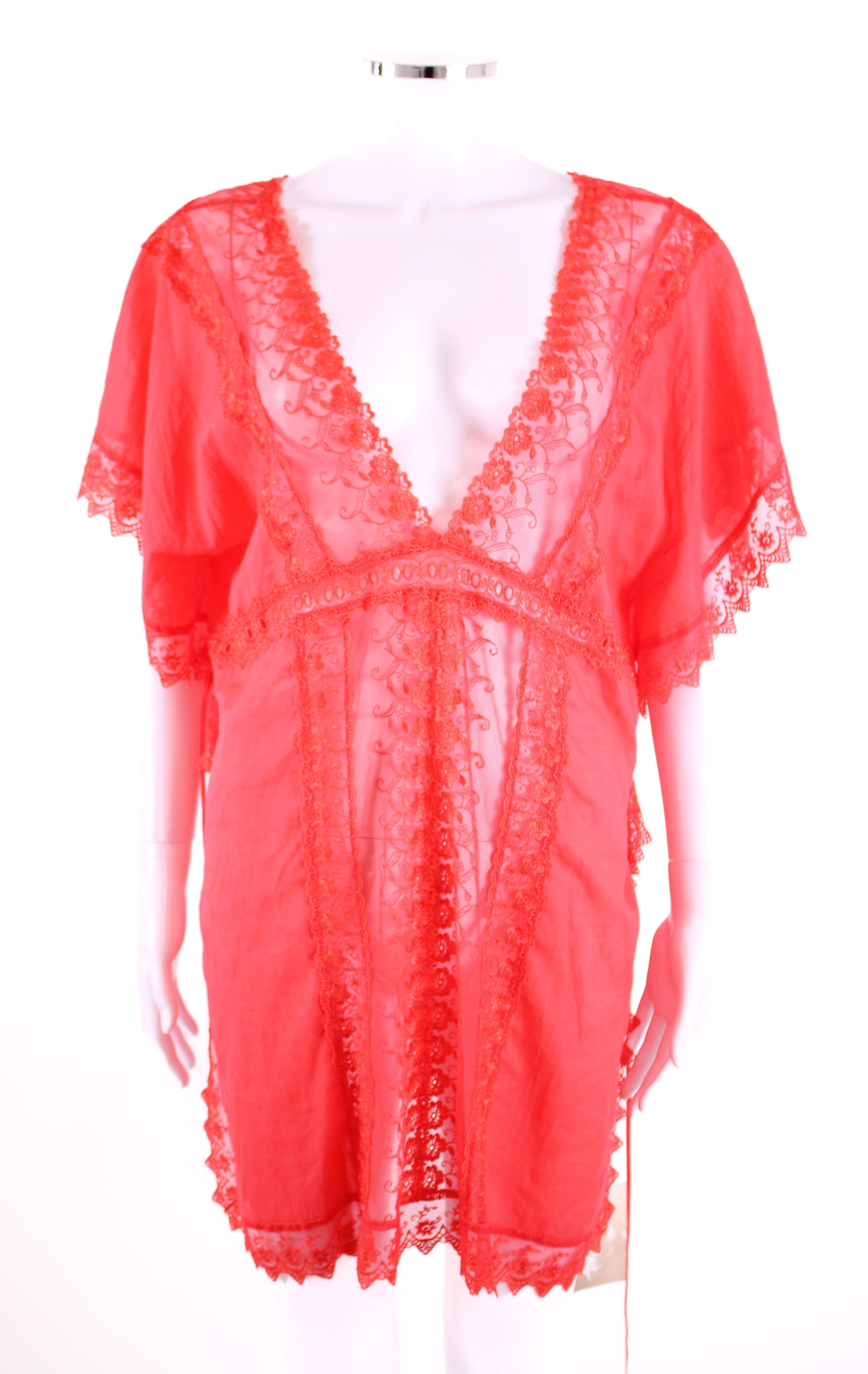 Charo Ruiz Lace Trim Beach Tunic Red S
